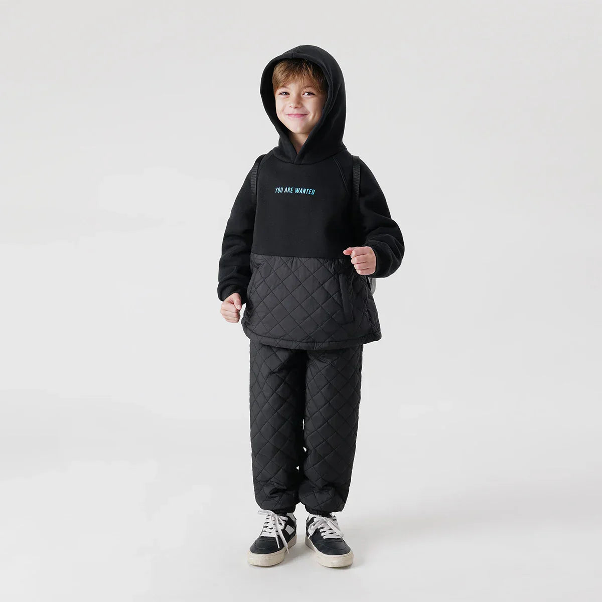 Boys Winter Fashion Stitching Quilted Sports Suit