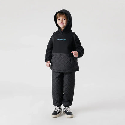 Boys Winter Fashion Stitching Quilted Sports Suit