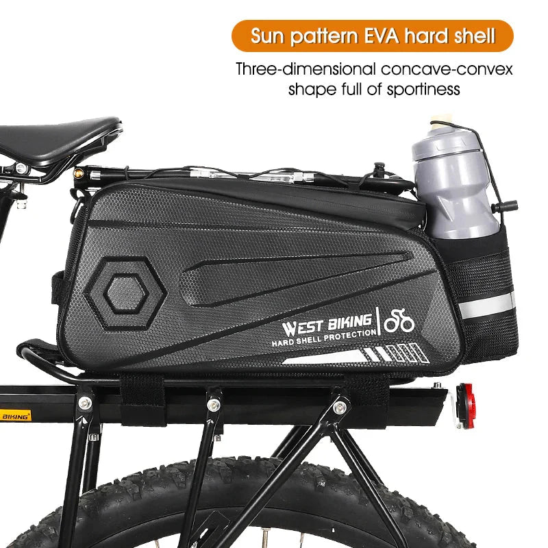 8.6L Hard Shell Waterproof Bicycle Trunk Bag Black