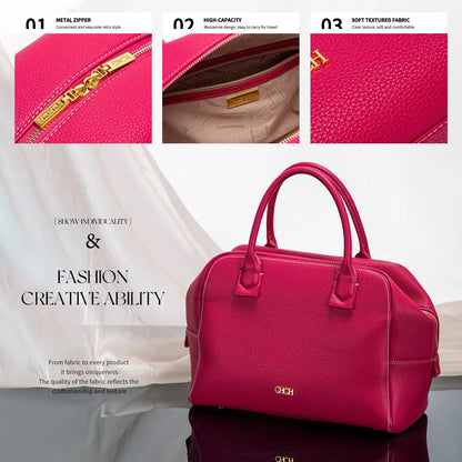 Women's Crossbody Pillow Bag with Wide Strap (Rose Red)