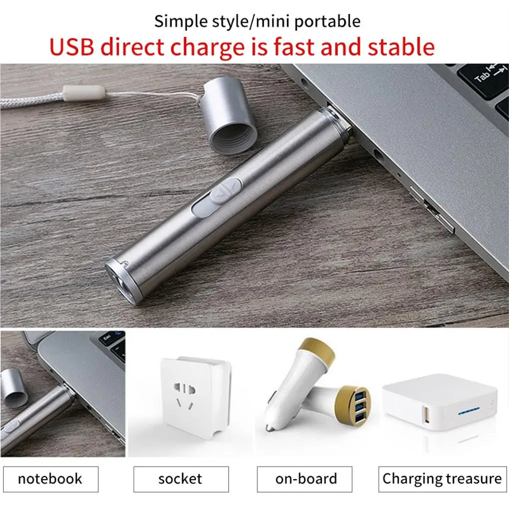 Mini Flashlight Pointer USB Rechargeable 3-in-1
