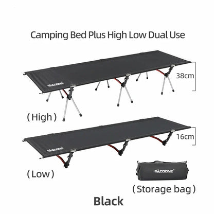 Lightweight Camping Cot Collapsible Sleeping Bed Black