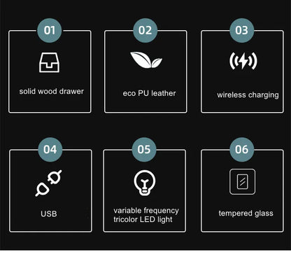 Smart Narrow Nightstand - Wireless Charging, Modern Design