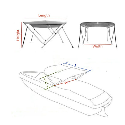 Bimini Top with 25mm Aluminum Tube and 600D Polyester Canvas
