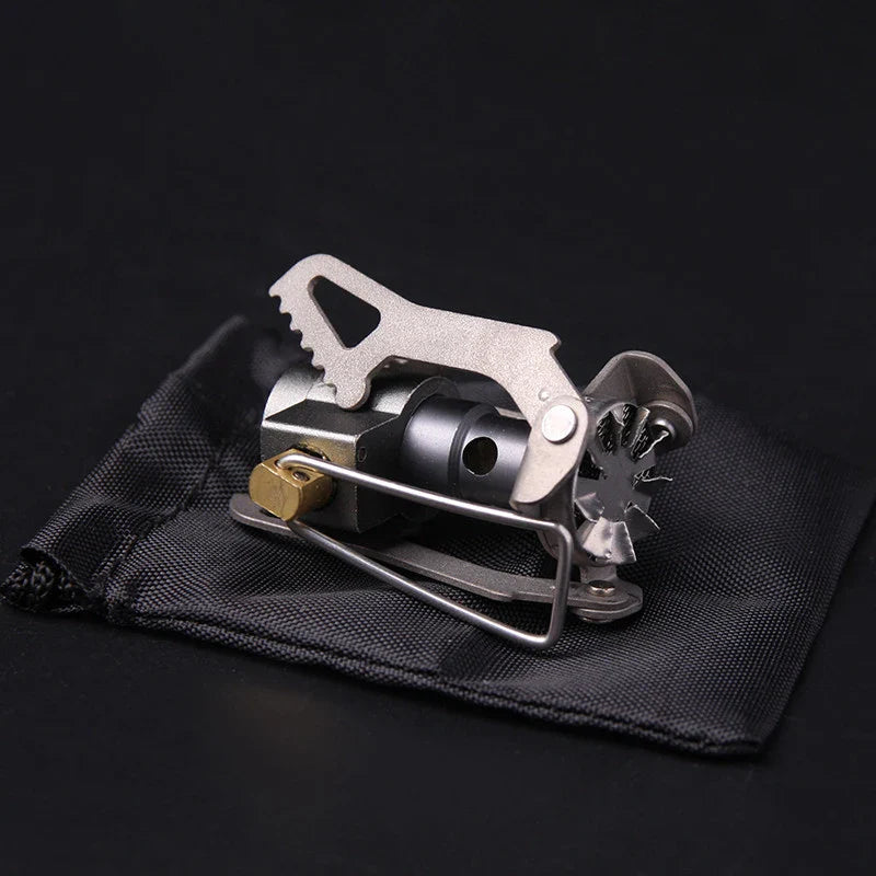 Mini Camping Stove with Adapter Grey