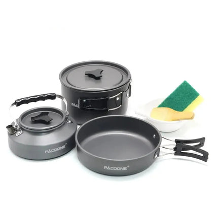 Portable Camping Cookware Set Outdoor Tableware Kit Black