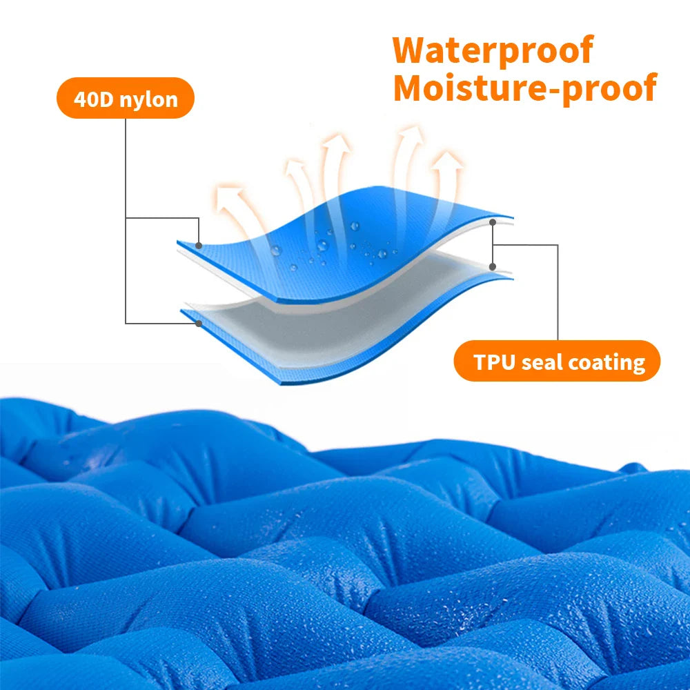 Inflatable Camping Mattress with Air Bag Blue