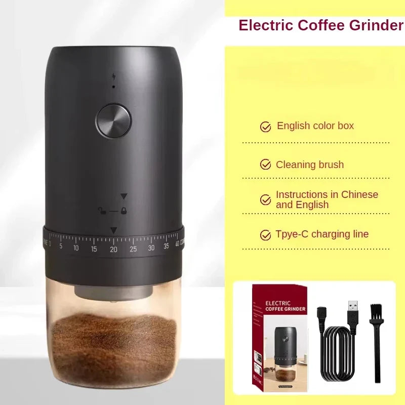 1800mAh Electric Coffee Grinder 40 Level Adjustable Burr Grinder Black