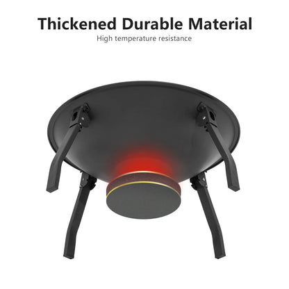 Outdoor Charcoal Fire Pit Portable Iron Fire Bowl with Folding Legs Black
