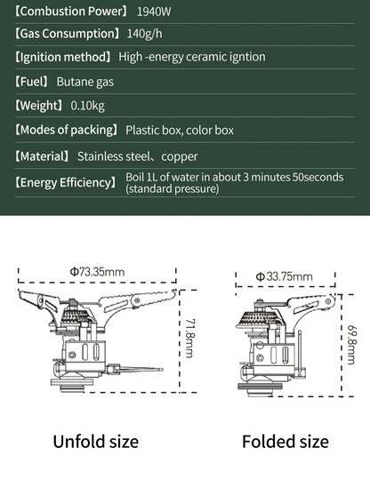 1940W Camping Gas Stove Silver