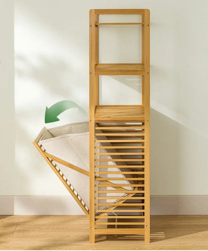 4-Tier Laundry Hamper with Tilt-Out Basket | Bathroom Storage Shelf Organizer