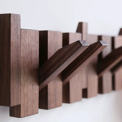 Wall-Mounted Black Walnut Coat Rack