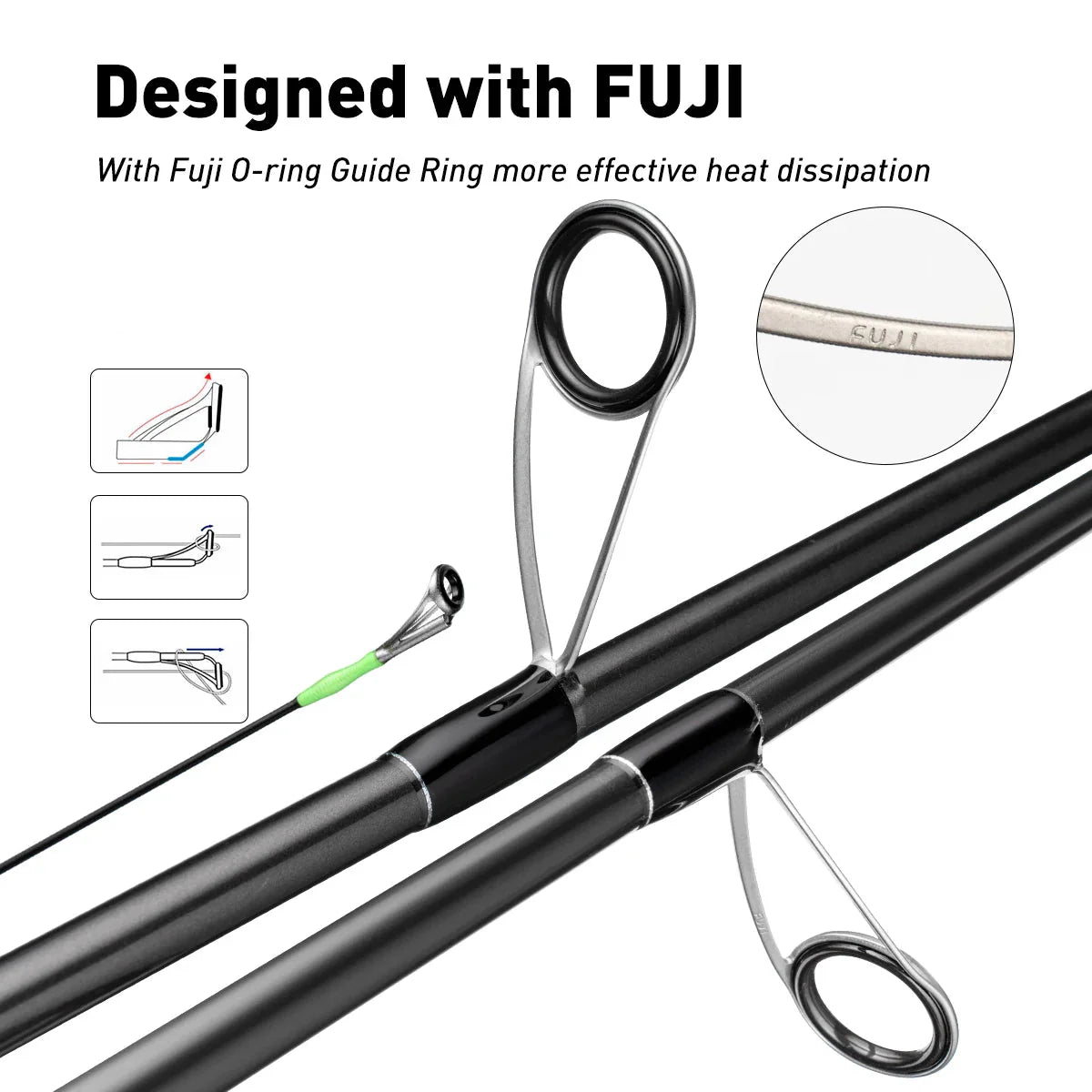 Inshore Spinning Fishing Rod Long Casting Carbon Rod Black