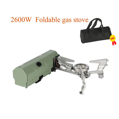 2600W Portable Folding Gas Camping Stove Stainless Steel Green