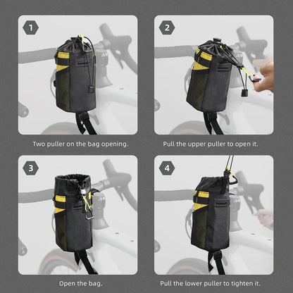 Insulated Handlebar Tool Bag 1L Nylon Carrier Pouch Yellow