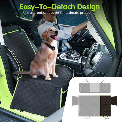 6-in-1 Waterproof Dog Car Seat Cover for Back Seat Hammock Style Green