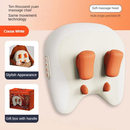 Wireless Electric Shiatsu Massage Pillow Rechargeable Heating Massager Orange