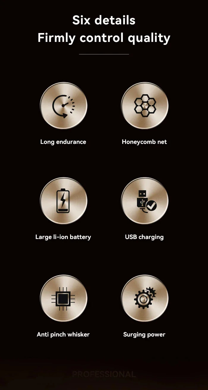 High Quality Electric Shaver Three-Blade Foil Trimmer Razor Gold