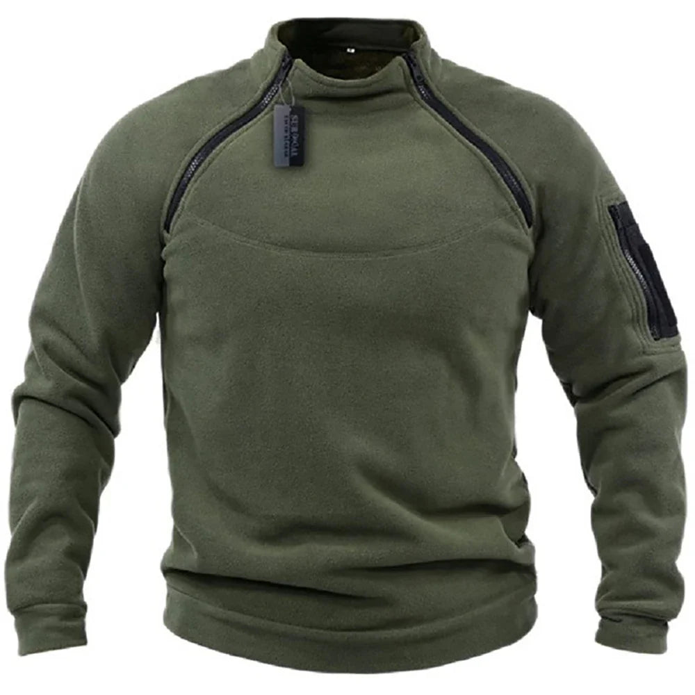 Men's Tactical Fleece Pullover Jacket Outdoor Hiking (Green)