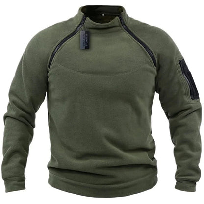 Men's Tactical Fleece Pullover Jacket Outdoor Hiking (Green)