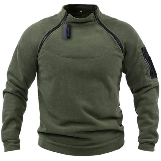 Men's Tactical Fleece Pullover Jacket Outdoor Hiking (Green)