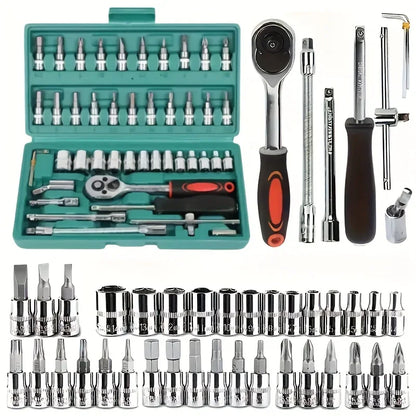 46 Piece Multi Purpose Tool Kit Comprehensive Hand Tool Set Green