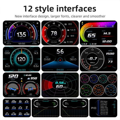 Car Speedometer Head Up Display HUD GPS OBD2 Slope Met Black