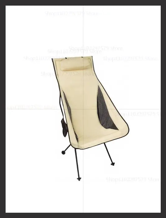 Camping Chair with Headrest Beige