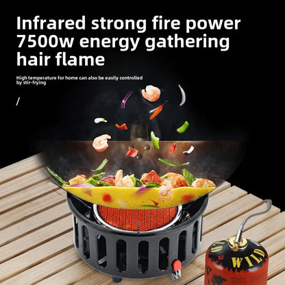 7-Core Camping Infrared Gas Stove Black