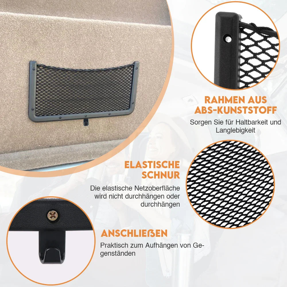 4PCS Framed Car Mesh Storage Net Bags 36x18CM Organizer Pockets Black