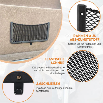 4PCS Framed Car Mesh Storage Net Bags 36x18CM Organizer Pockets Black