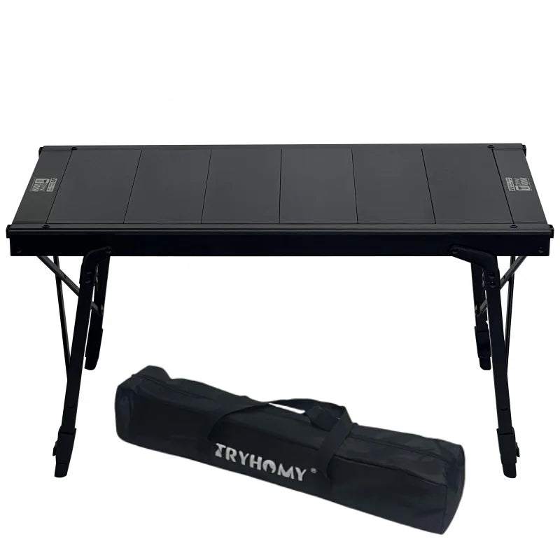 IGT 3-Unit Camping Table Portable Folding Aluminum Alloy BBQ Table Black