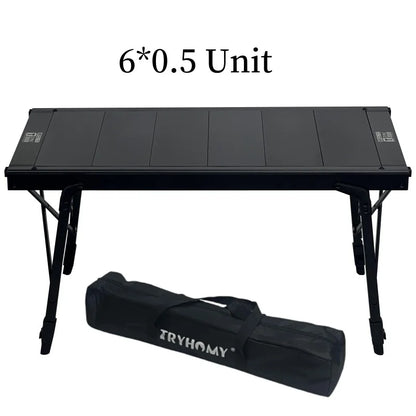 IGT 3-Unit Camping Table Portable Folding Aluminum Alloy BBQ Table Black