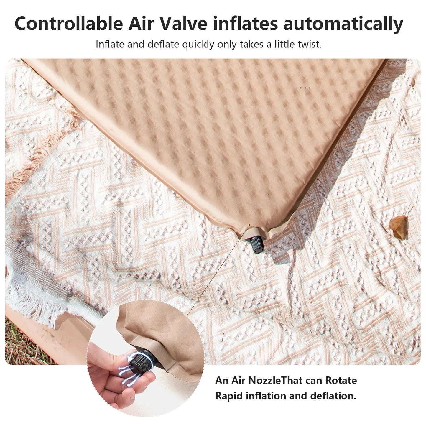 Self-Inflating Camping Air Mattress Thickened Folding Tent Mat Brown