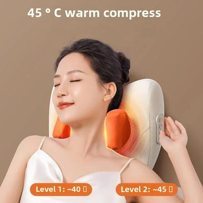 Wireless Electric Shiatsu Massage Pillow Rechargeable Heating Massager Orange