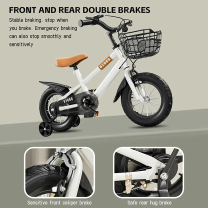 Kids Bike Bicycle for Girls Ages 3-7 Years with Training Wheels Basket Kids Bicycle