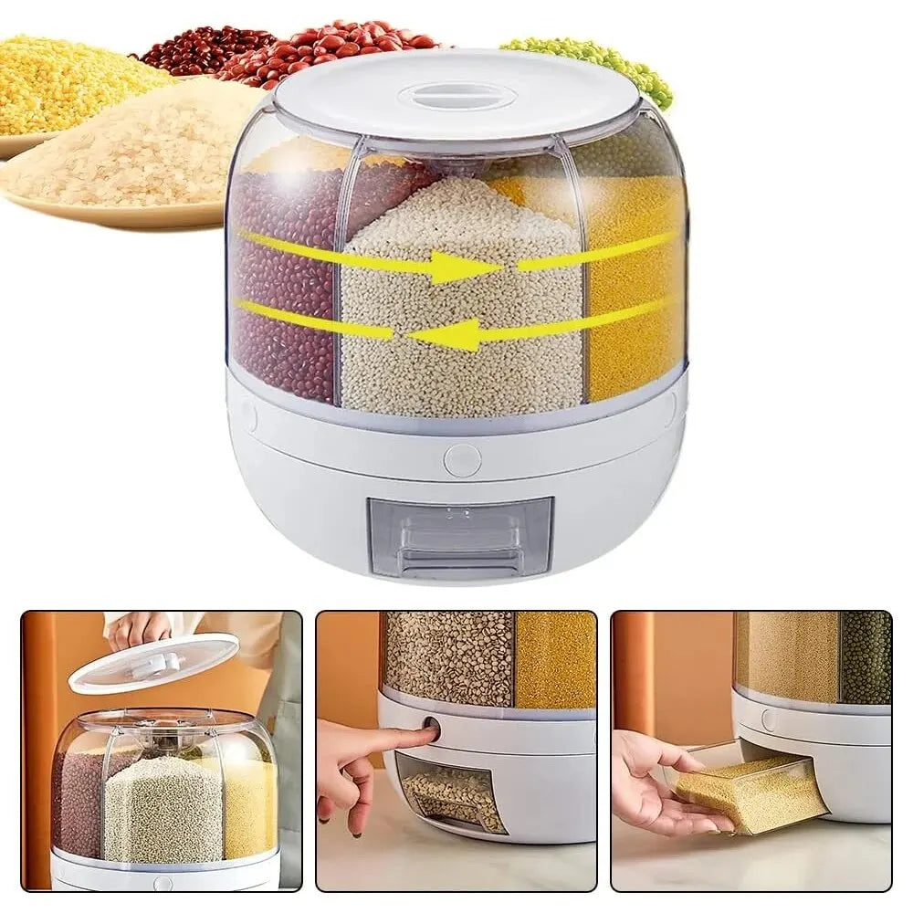 Rotating Rice Beans Grain Storage Container