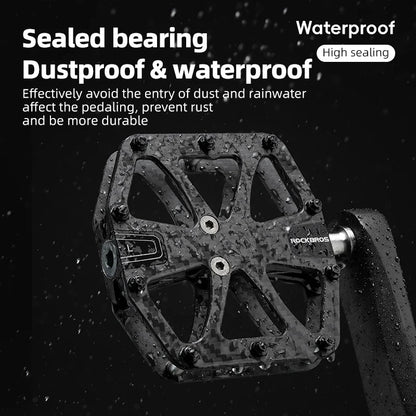 Ultra-Light T700 Carbon Fiber Bicycle Pedals 3-Bearing Black