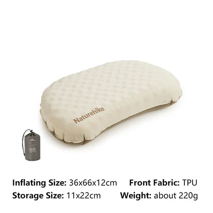 2-in-1 Foam Inflatable Pillow Travel Nap Beige