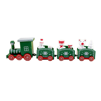 Whimsical Green Plastic Christmas Train Decoration for Children