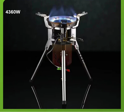 Adjustable Height Outdoor Gas Stove Foldable Windproof Burner Silver