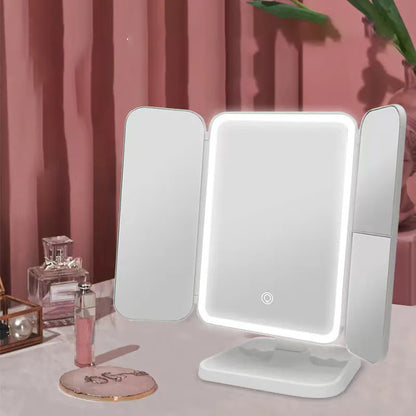 Trifold LED Makeup Mirror - Smart Complementary Beauty Lights