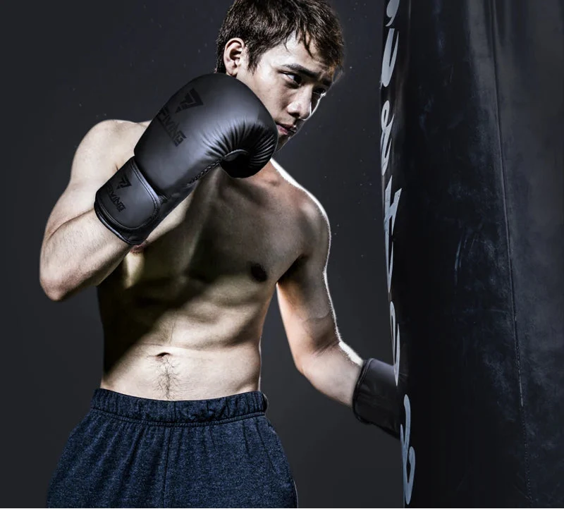 8oz PU Leather Boxing Gloves Unisex Training Gloves Black