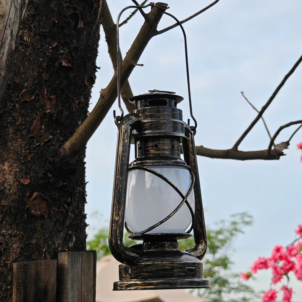Vintage LED Metal Hanging Lantern