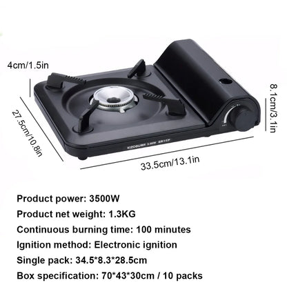 Single-Burner Camping Gas Stove Black