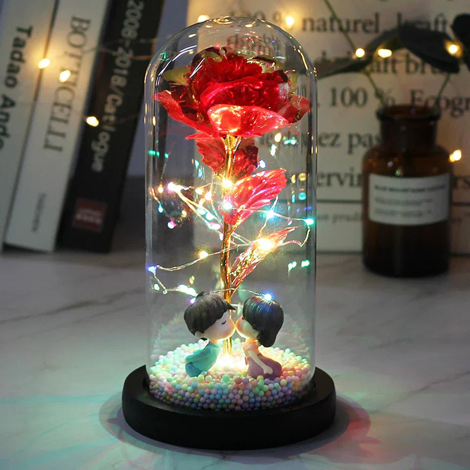 Enchanted Galaxy Rose in Glass Dome - Eternal Beauty and Fairy Lights (Color: A03)
