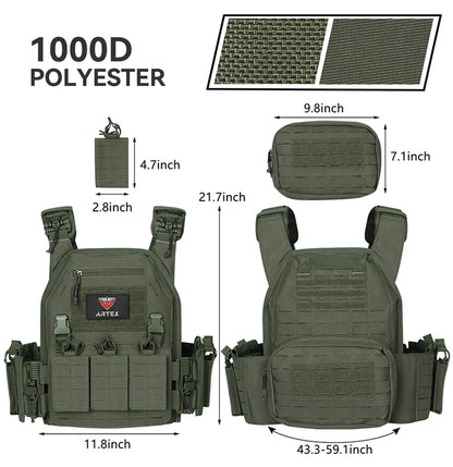 Tactical Plate Carrier Vest Quick Release Green