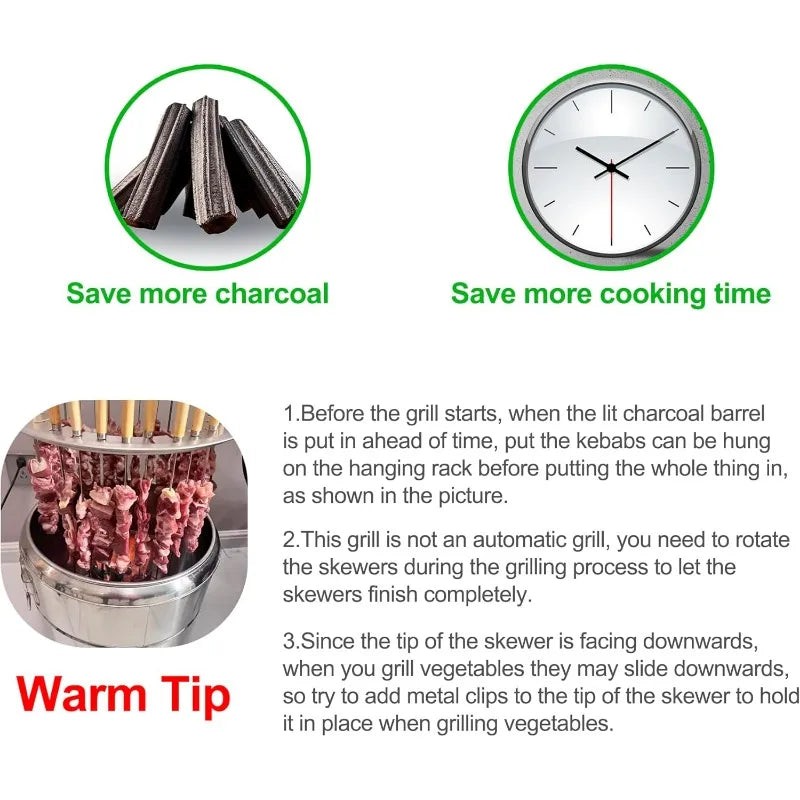 Portable Wrap-Around Charcoal Grill Smokeless BBQ Grate Silver