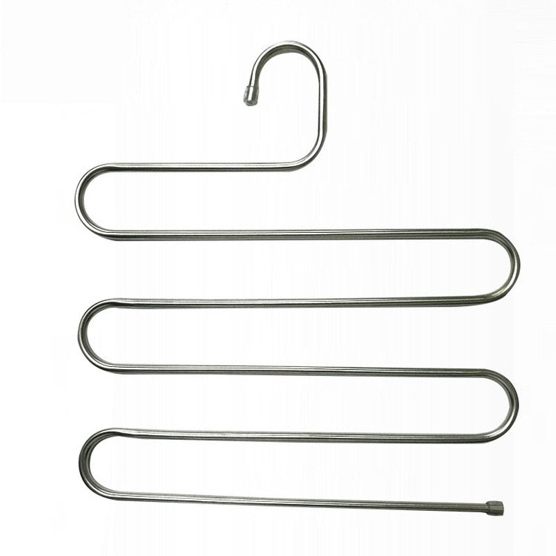 5 layers Stainless Steel Clothes Hangers S Shape Pants Storage Hangers Clothes Storage Rack Multilayer Storage Cloth Hanger