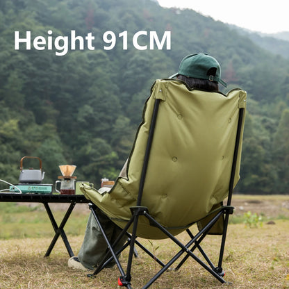 High-Back Moon Chair with Hollow Cotton Padding Green